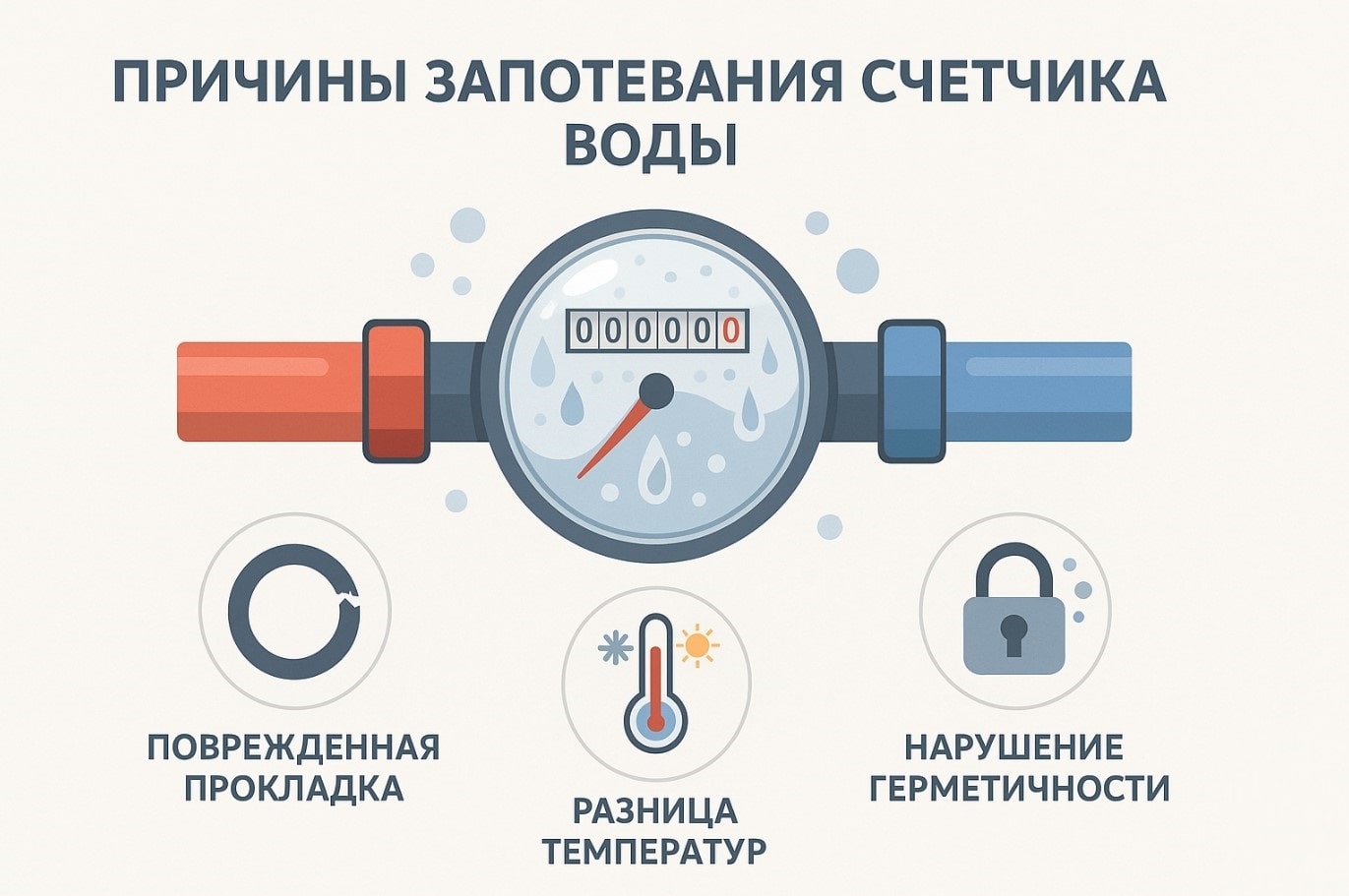 Схема причин запотевания счетчика воды